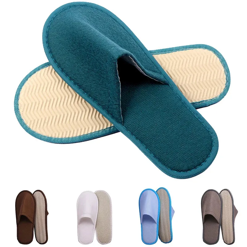1Pair Indoor Simple Soft Slippers Portable Women Men Disposable Slippers Hotel Travel Spa Slides For Bedroom Flip Flop Non-slip