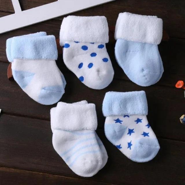 5 Pair/lot New Cotton Thick Baby Toddler Socks