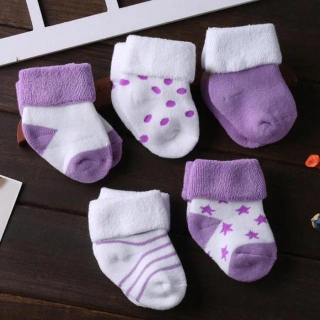 5 Pair/lot New Cotton Thick Baby Toddler Socks