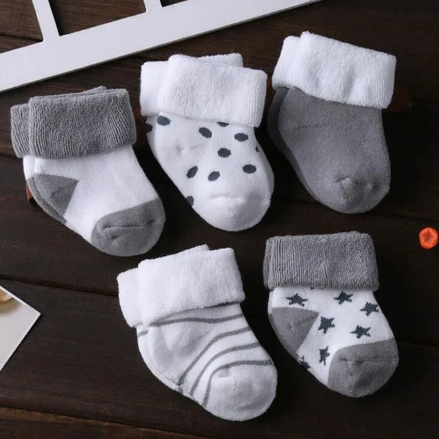 5 Pair/lot New Cotton Thick Baby Toddler Socks