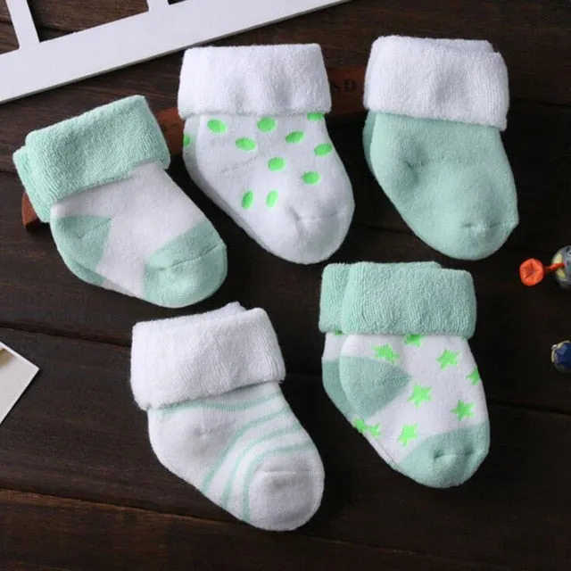 5 Pair/lot New Cotton Thick Baby Toddler Socks