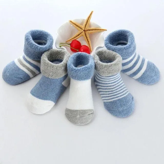 5 Pair/lot New Cotton Thick Baby Toddler Socks