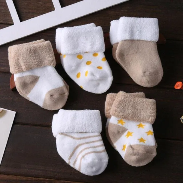 5 Pair/lot New Cotton Thick Baby Toddler Socks