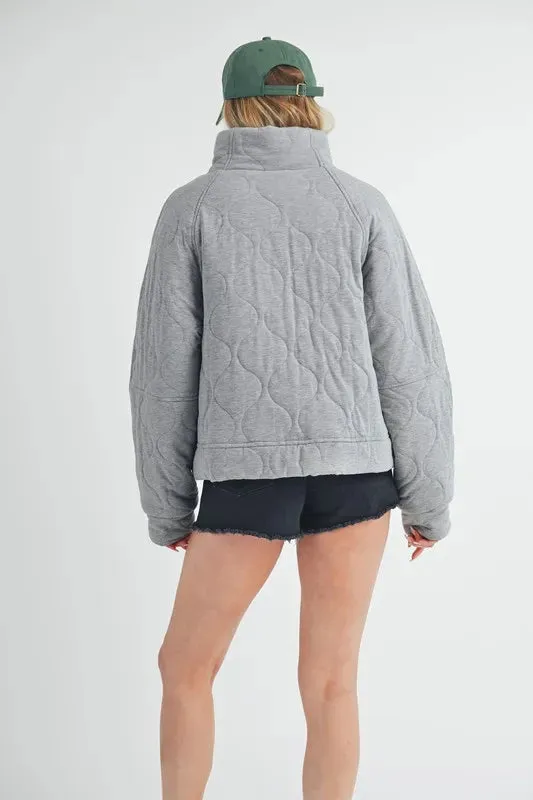 Aemi Co Zip Up Raglan Sleeve Quilted Jacket