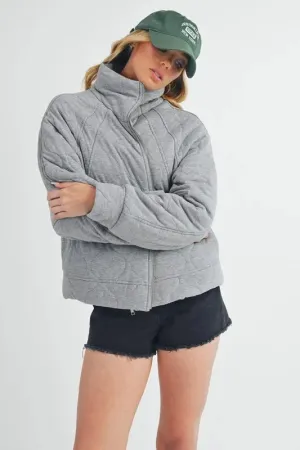 Aemi Co Zip Up Raglan Sleeve Quilted Jacket