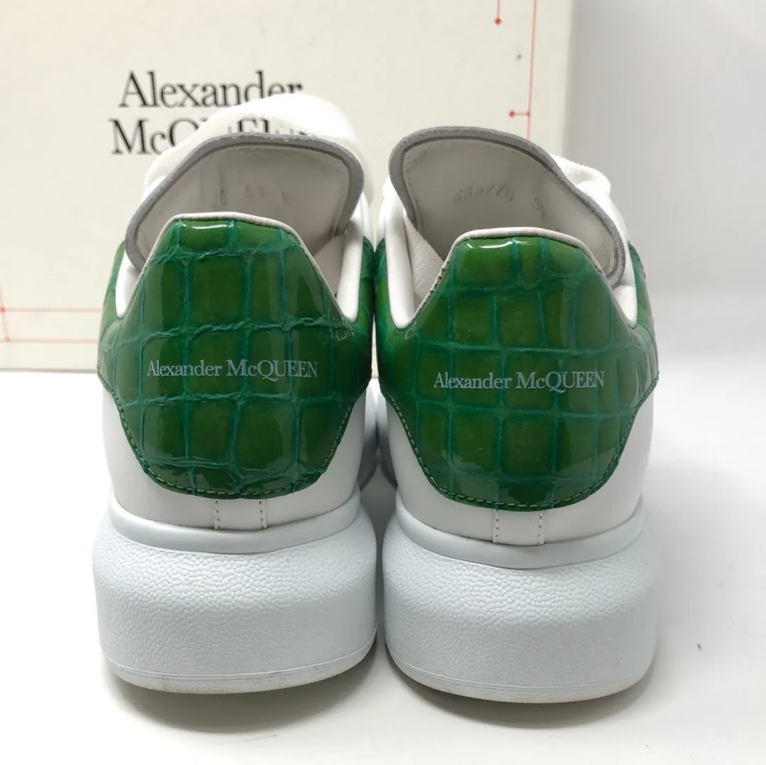 Alexander McQueen White and Green Croc Back