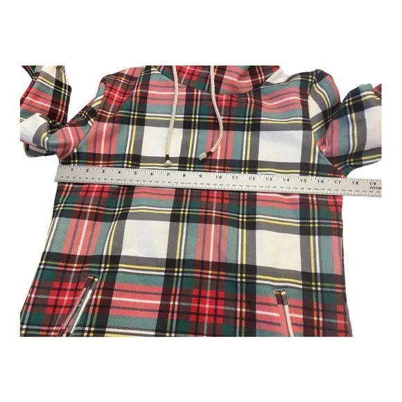 Ampersand Avenue warm wishes plaid pullover hooded sweatshirt XS NWT