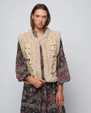 anita eyelet vest - oatmeal