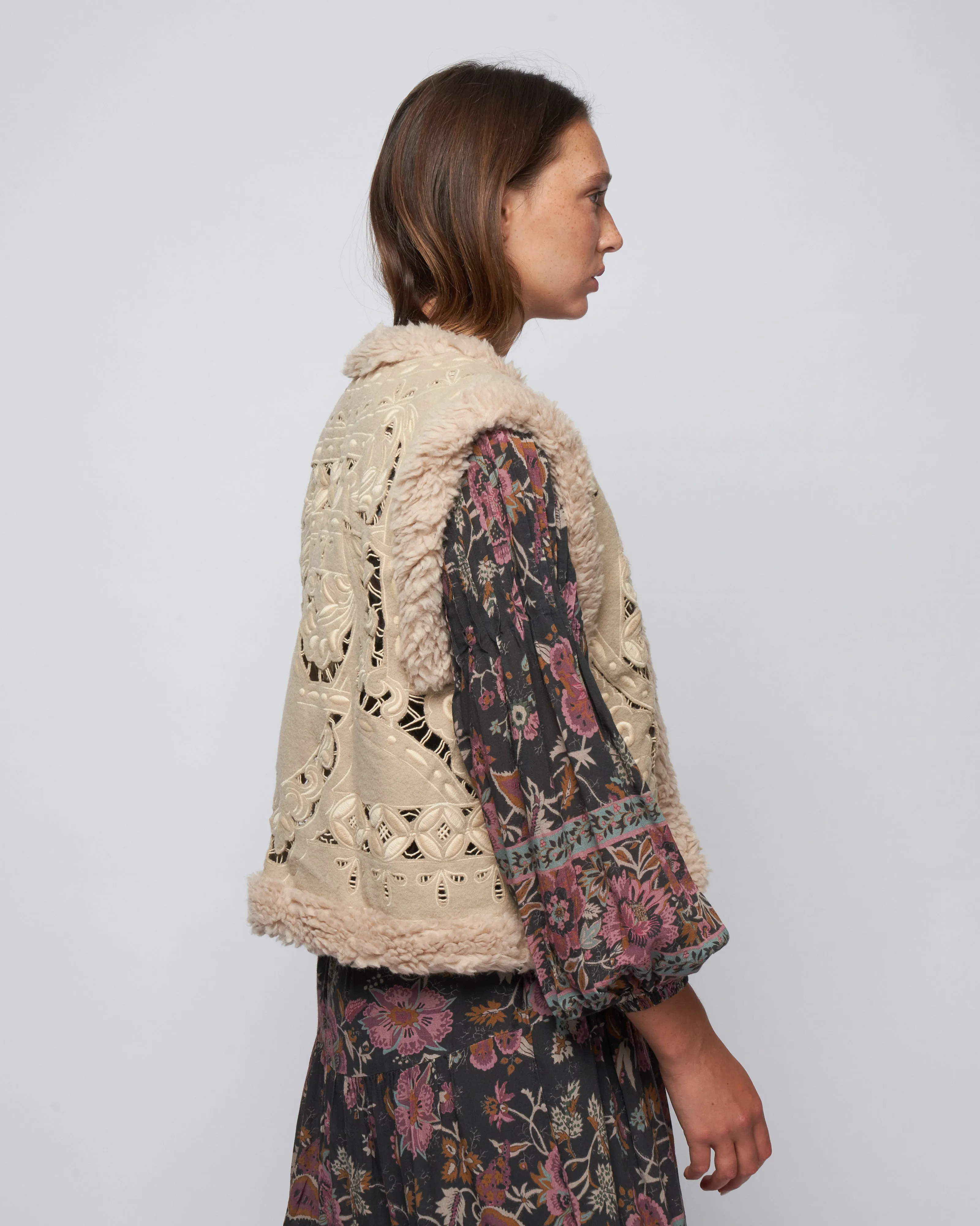 anita eyelet vest - oatmeal