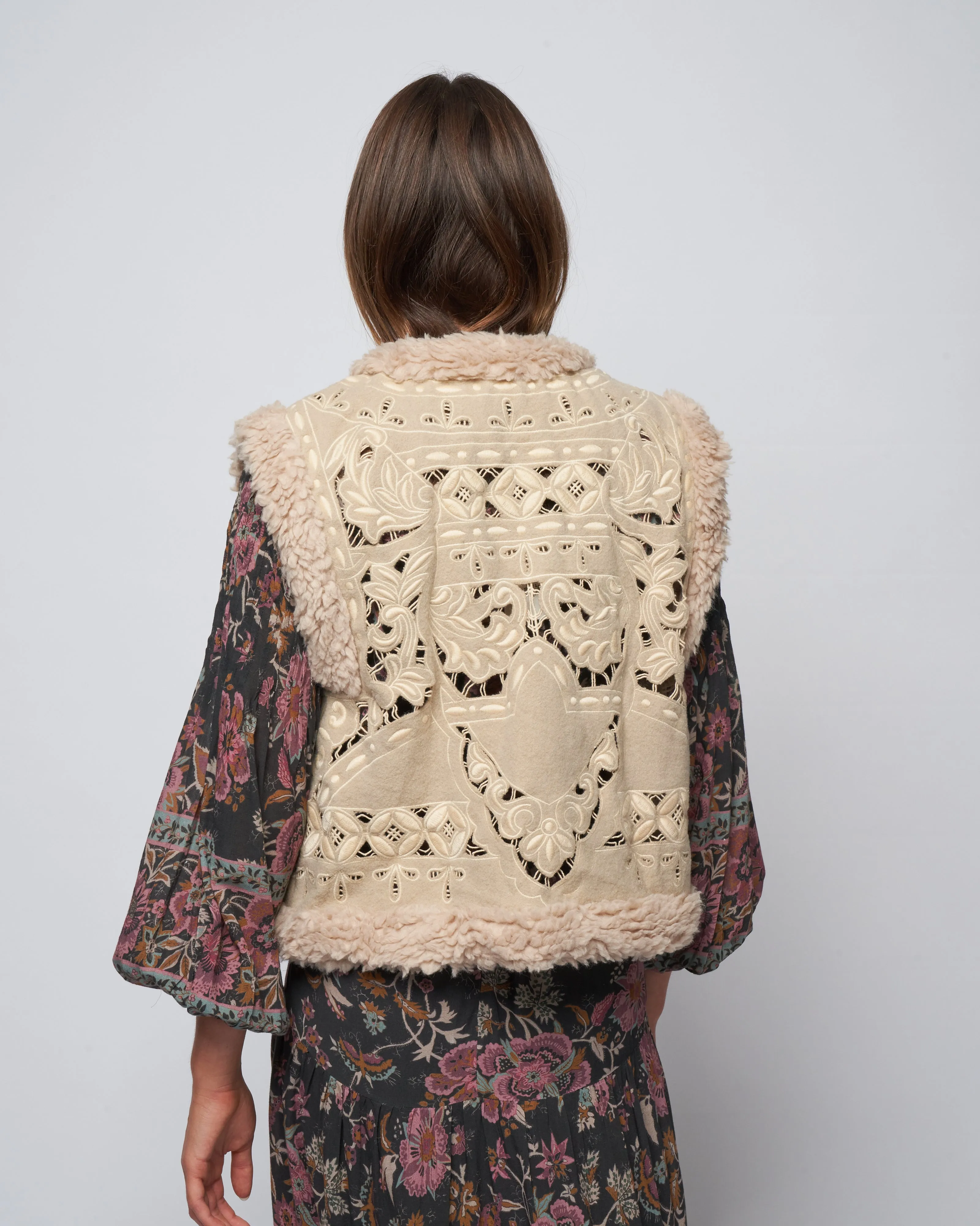 anita eyelet vest - oatmeal