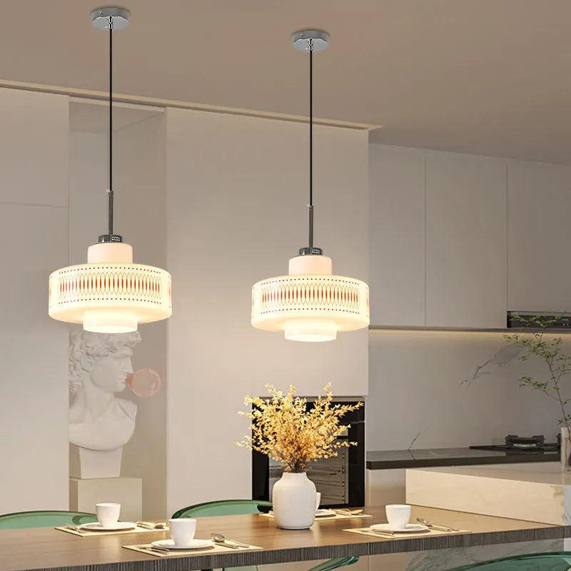 Anna Opal White Glass Pendant Lamp