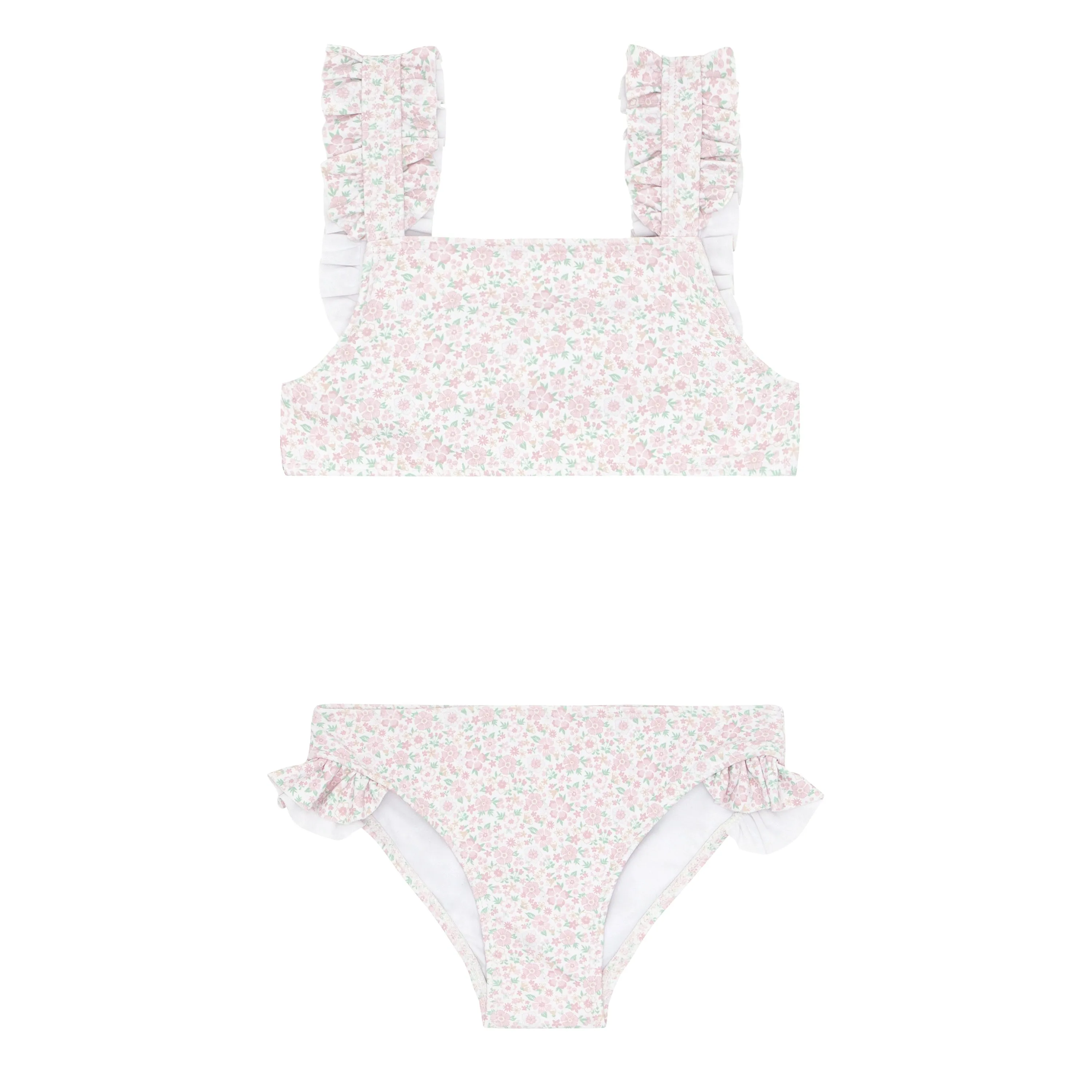 Antique Floral Ruffle Strap Bikini
