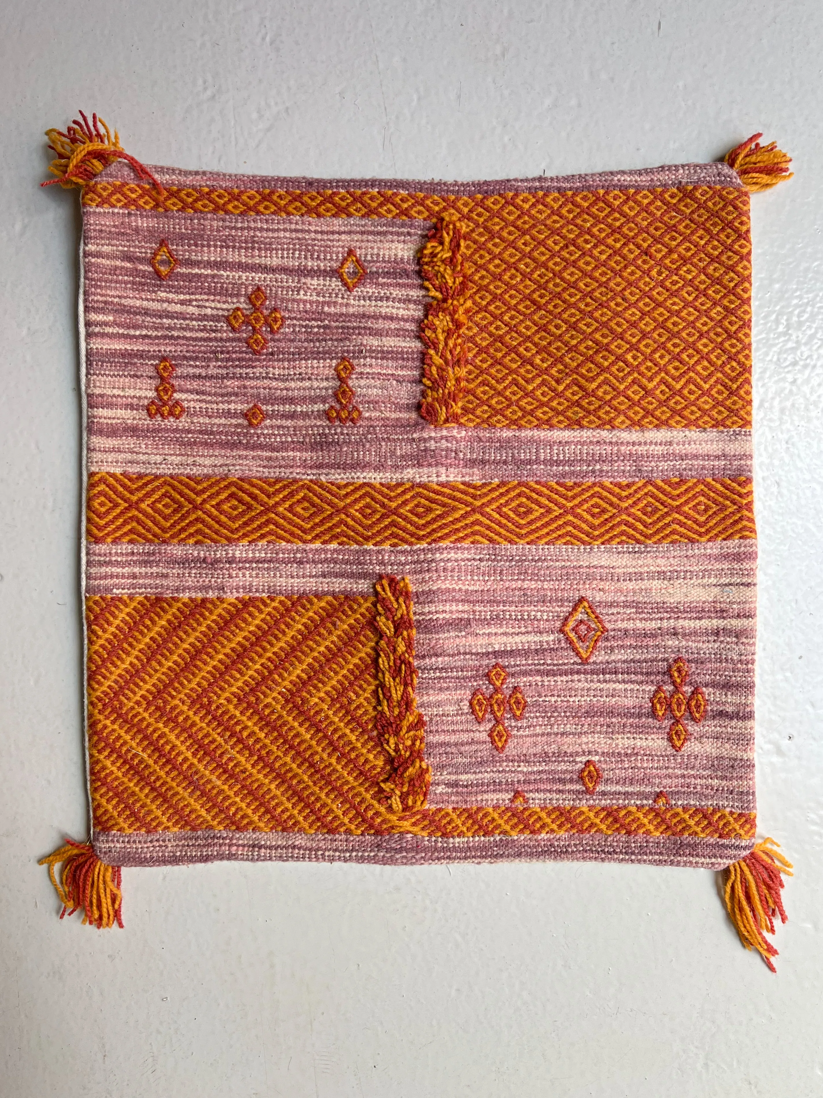 Anzal's Flatweave x Zanafi Pillow - Purple/Orange