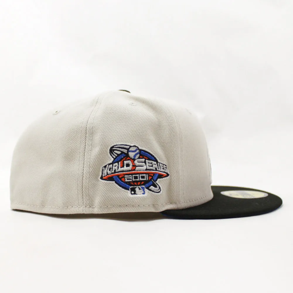 Arizona Diamondbacks 2001 World Series New Era 59Fifty Fitted Hat (GITD Stone Black Blue Under Brim)