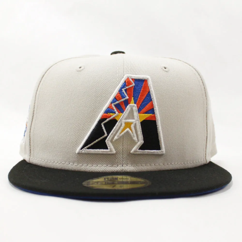 Arizona Diamondbacks 2001 World Series New Era 59Fifty Fitted Hat (GITD Stone Black Blue Under Brim)