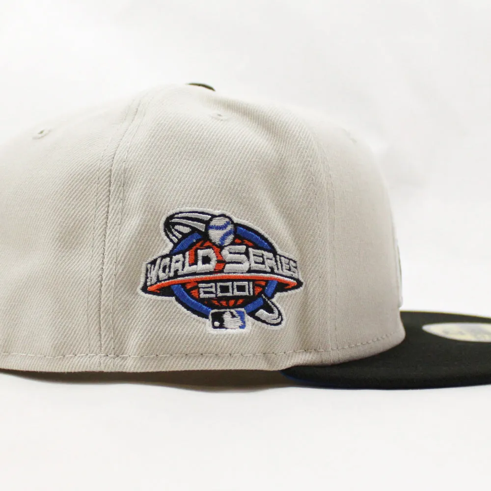 Arizona Diamondbacks 2001 World Series New Era 59Fifty Fitted Hat (GITD Stone Black Blue Under Brim)