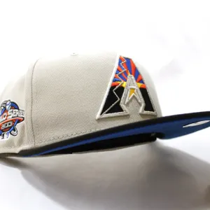 Arizona Diamondbacks 2001 World Series New Era 59Fifty Fitted Hat (GITD Stone Black Blue Under Brim)