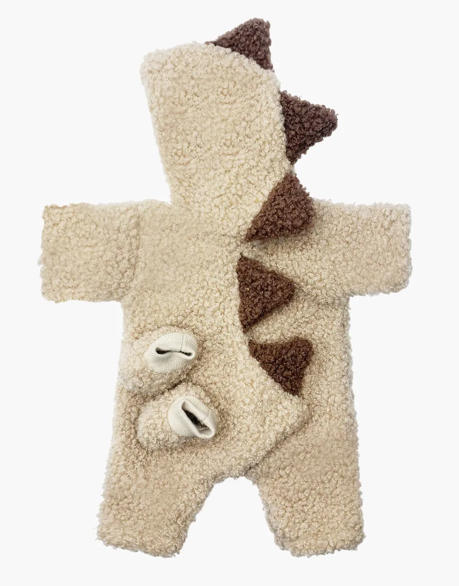 Babies – Beige bouclette Dino jumpsuit and booties