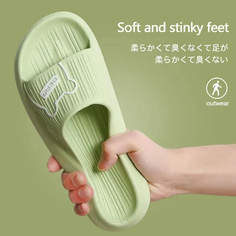 Bear Couple Slippers Indoor Simple Thick Bottom Sandals and Slippers Men's Outdoor Flip-flops Women's Home Non-slip Soft Mute Bathroom Bath Slippers