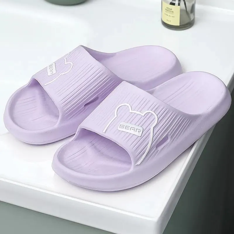 Bear Couple Slippers Indoor Simple Thick Bottom Sandals and Slippers Men's Outdoor Flip-flops Women's Home Non-slip Soft Mute Bathroom Bath Slippers