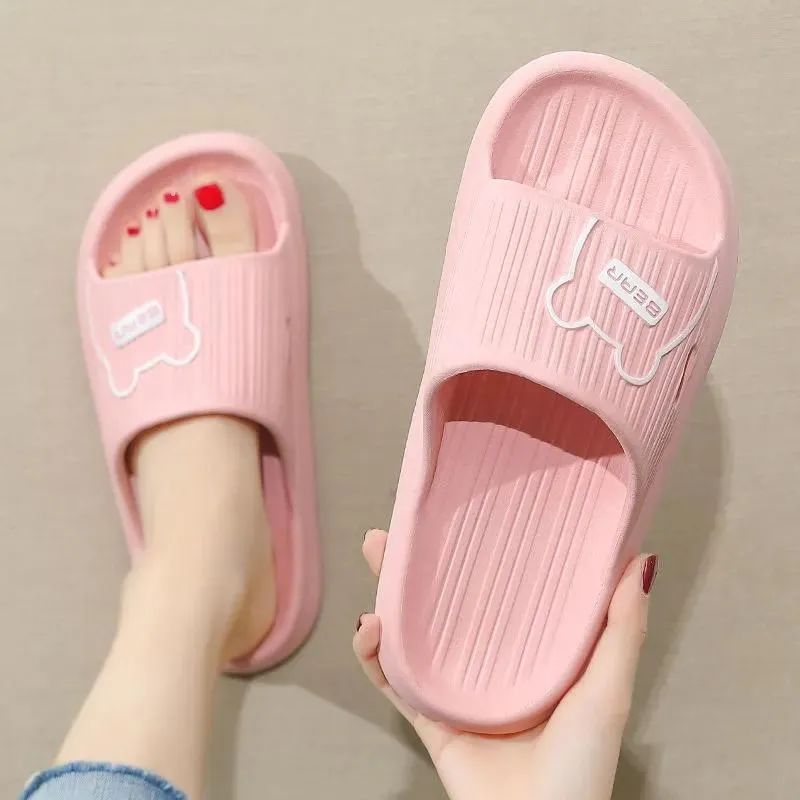 Bear Couple Slippers Indoor Simple Thick Bottom Sandals and Slippers Men's Outdoor Flip-flops Women's Home Non-slip Soft Mute Bathroom Bath Slippers