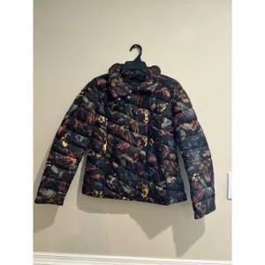 Bernardo Puffer Jacket Quilted Black Floral Womens Small Warm NWT
