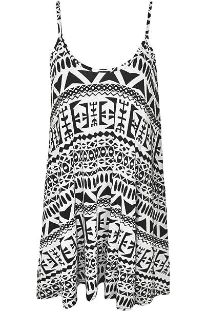 Big Aztec Print Strappy Mini Dress Vest Top