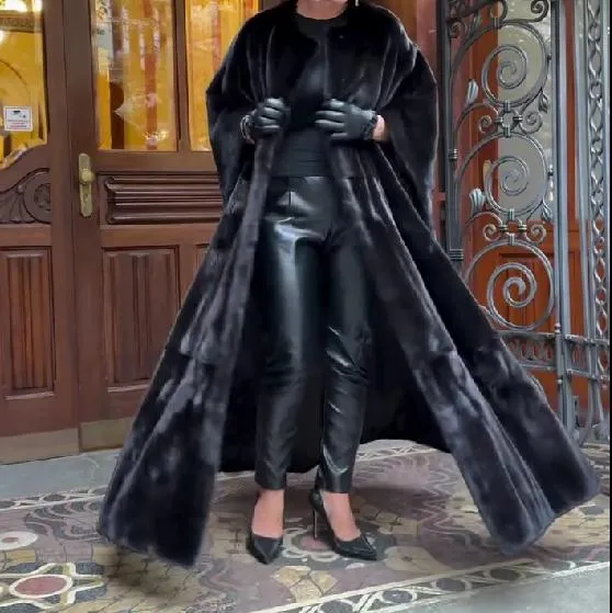 Black suede long coat