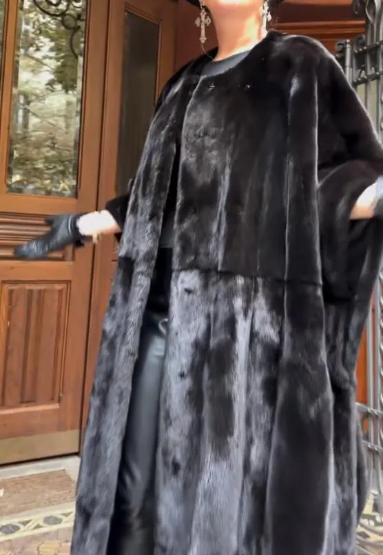 Black suede long coat