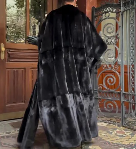 Black suede long coat