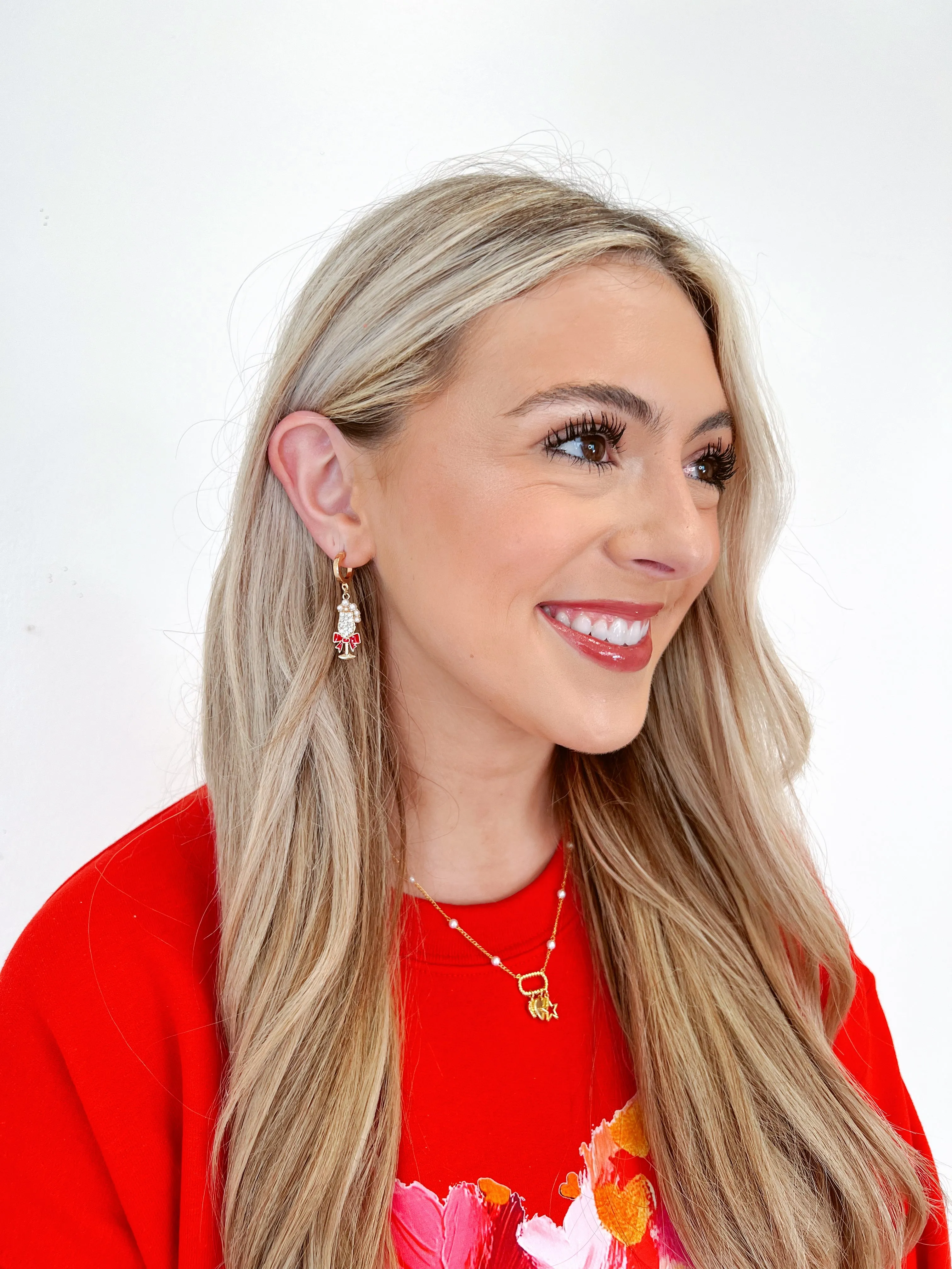 Bubbly Bow Champagne Flute Dangle Earring- 2 Colors