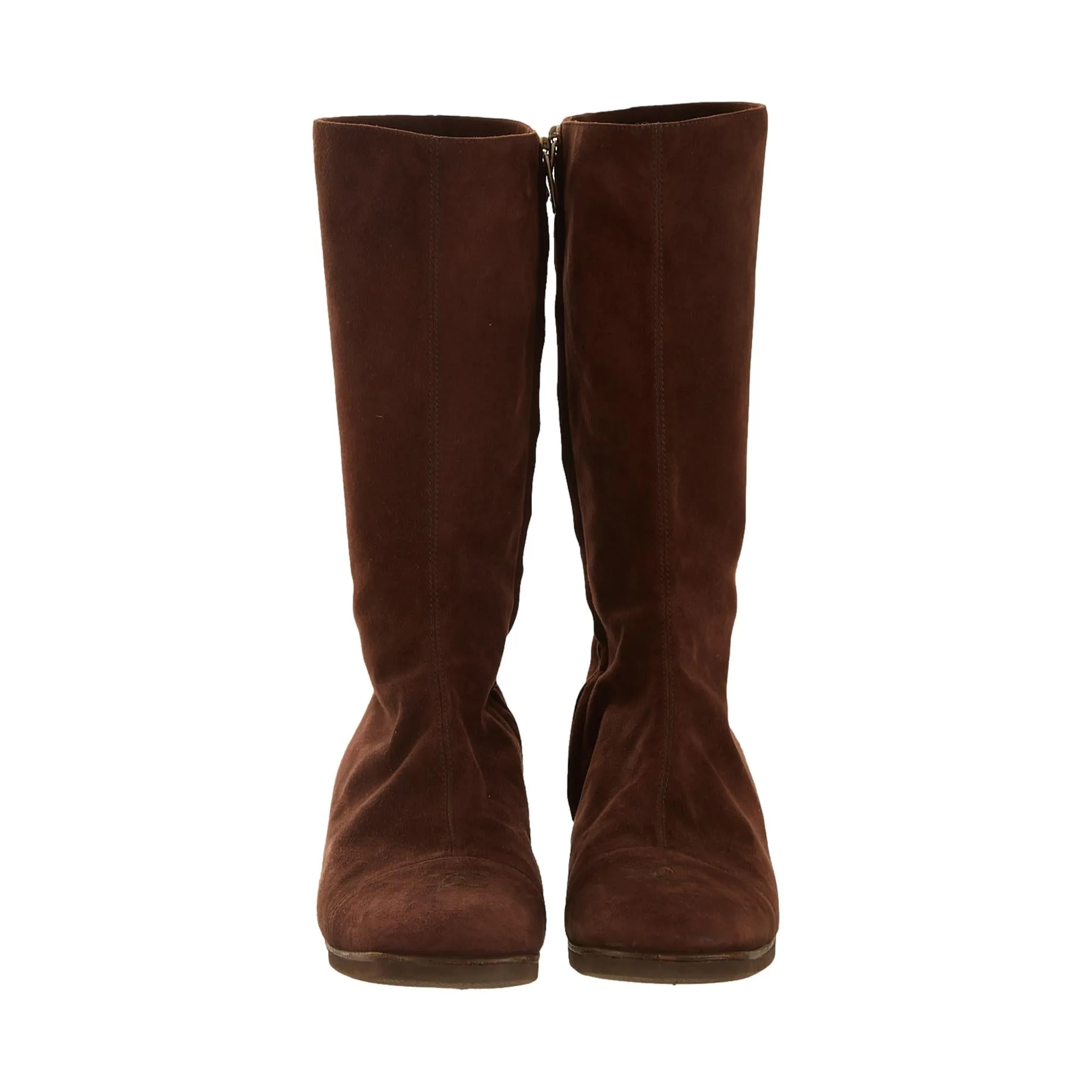 Chanel Brown Suede Logo Boots