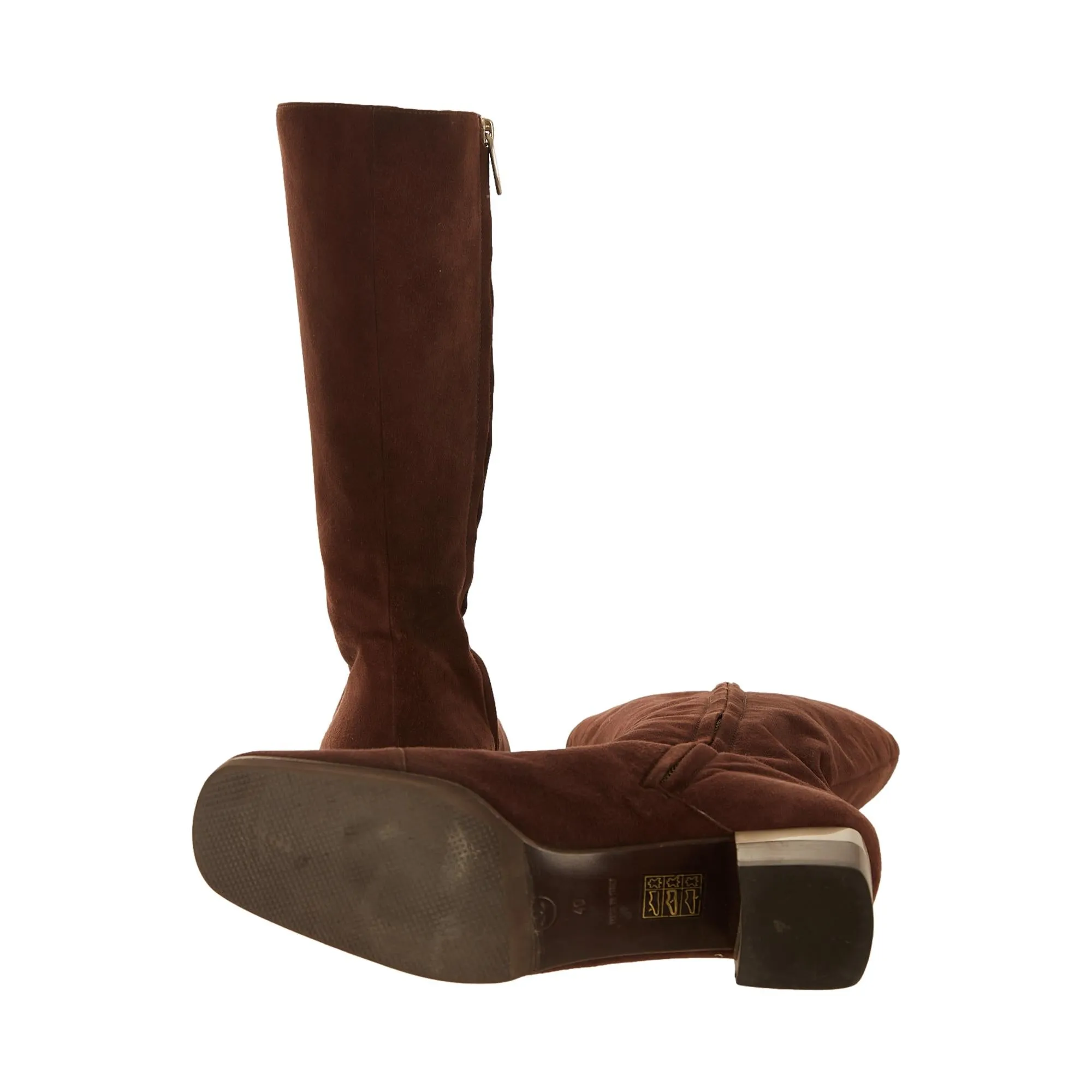 Chanel Brown Suede Logo Boots