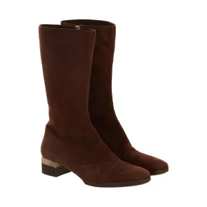 Chanel Brown Suede Logo Boots