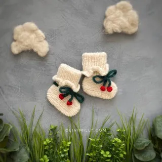 Cherry Booties |off white| in stock (9-12m)