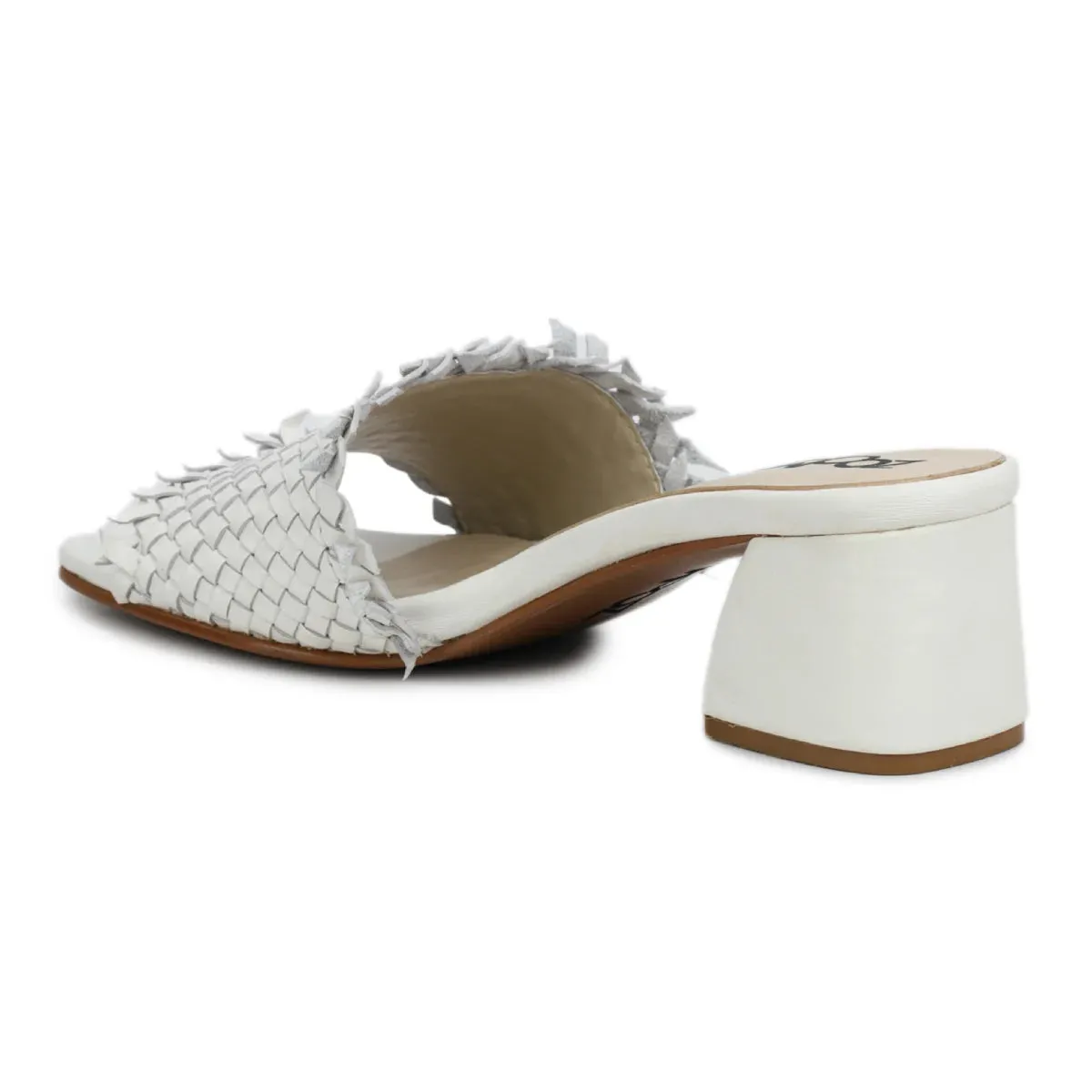 Chic Women's Flared Heel Slippers L701 with Weave Design