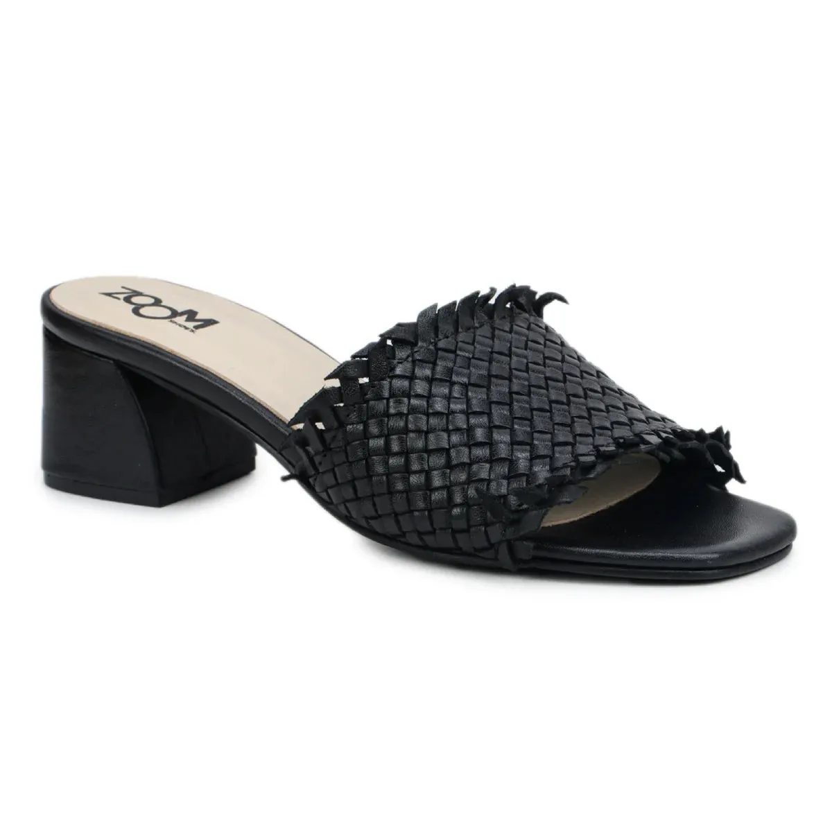 Chic Women's Flared Heel Slippers L701 with Weave Design