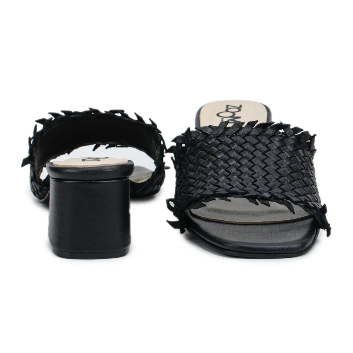 Chic Women's Flared Heel Slippers L701 with Weave Design