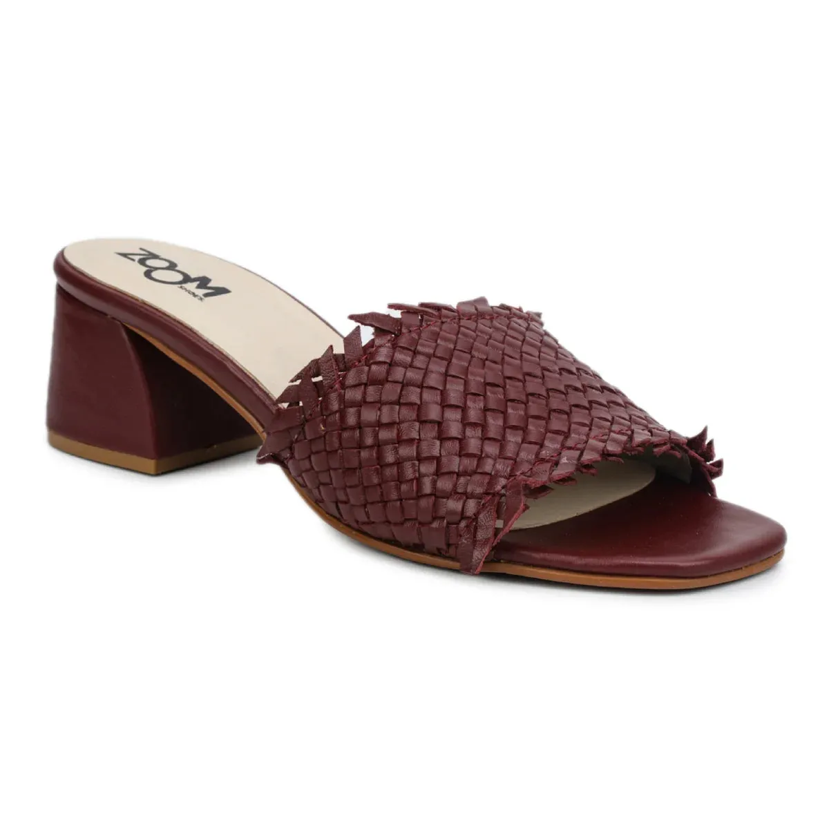 Chic Women's Flared Heel Slippers L701 with Weave Design