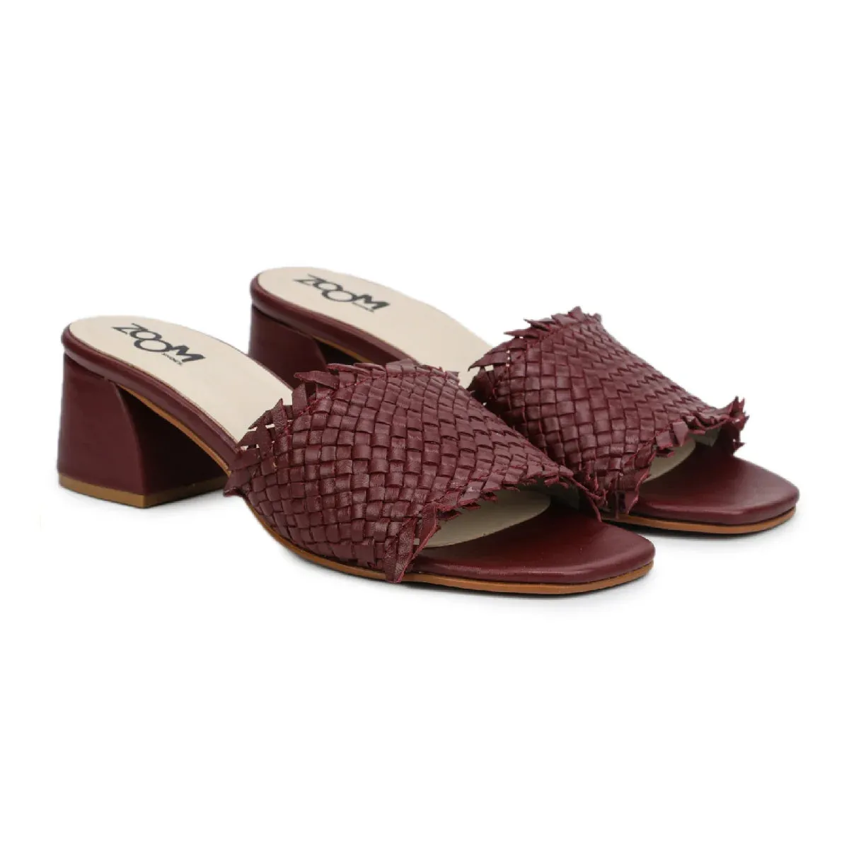 Chic Women's Flared Heel Slippers L701 with Weave Design