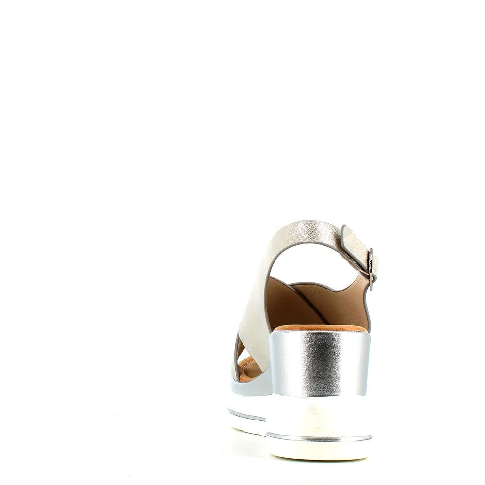 Cinders Edit Criss Wedge Sandal Soft Silver