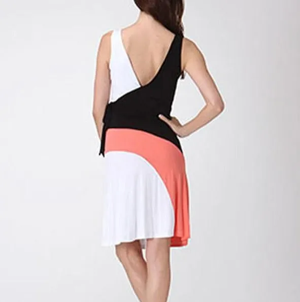 Colorblock Surplice Jersey Dress