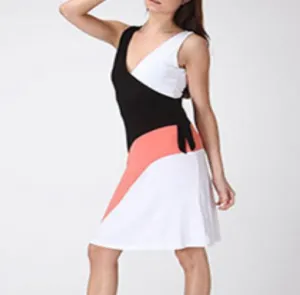 Colorblock Surplice Jersey Dress