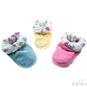 Corduroy Booties W/Printed Brushed Cotton Lining: B10