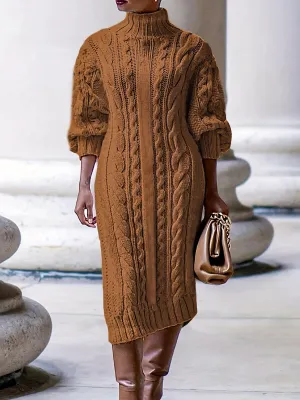 Cozy Plus Size Cable Knit Sweater Dress for Fall