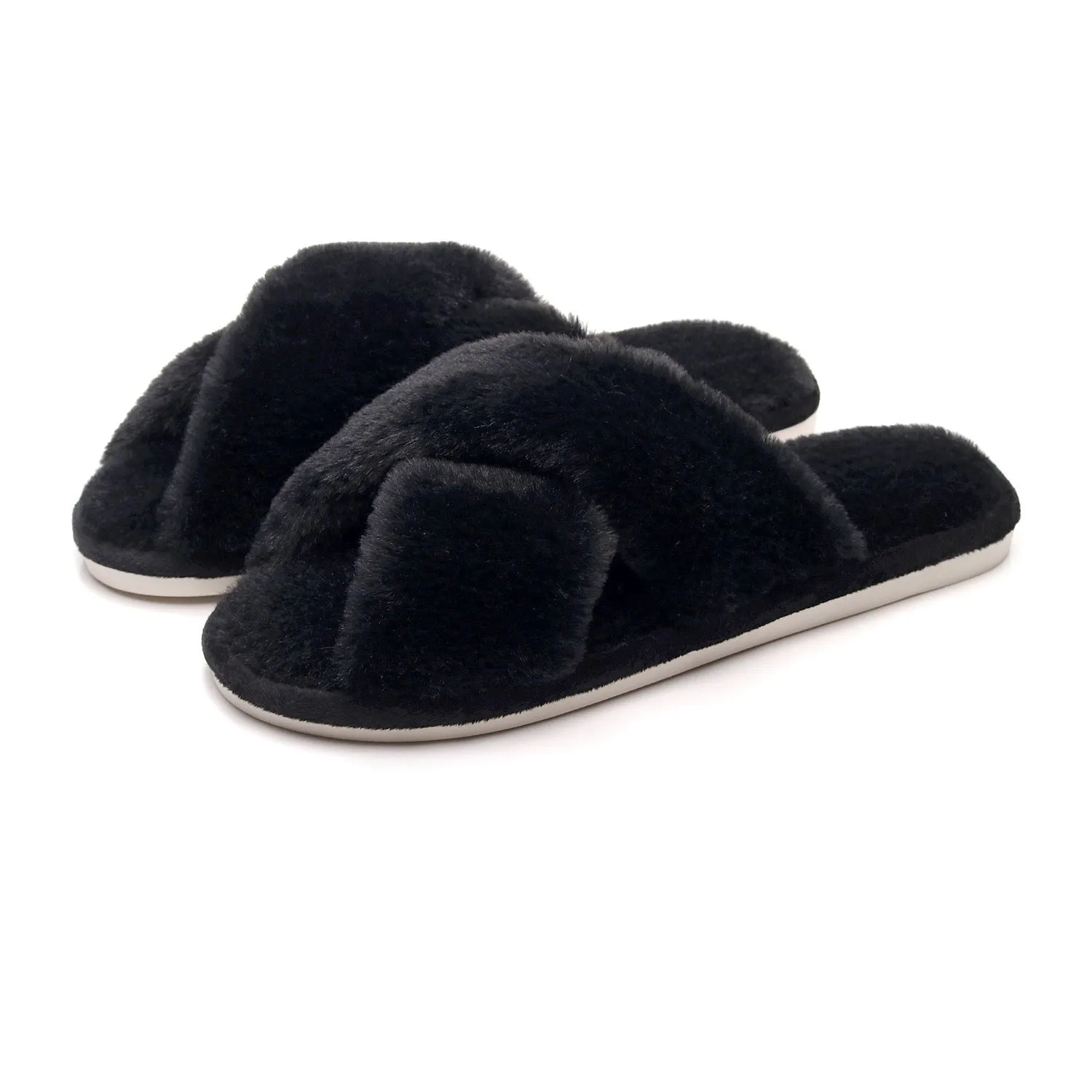 Cross Woven Woolen Slippers For Indoor Use In Winter