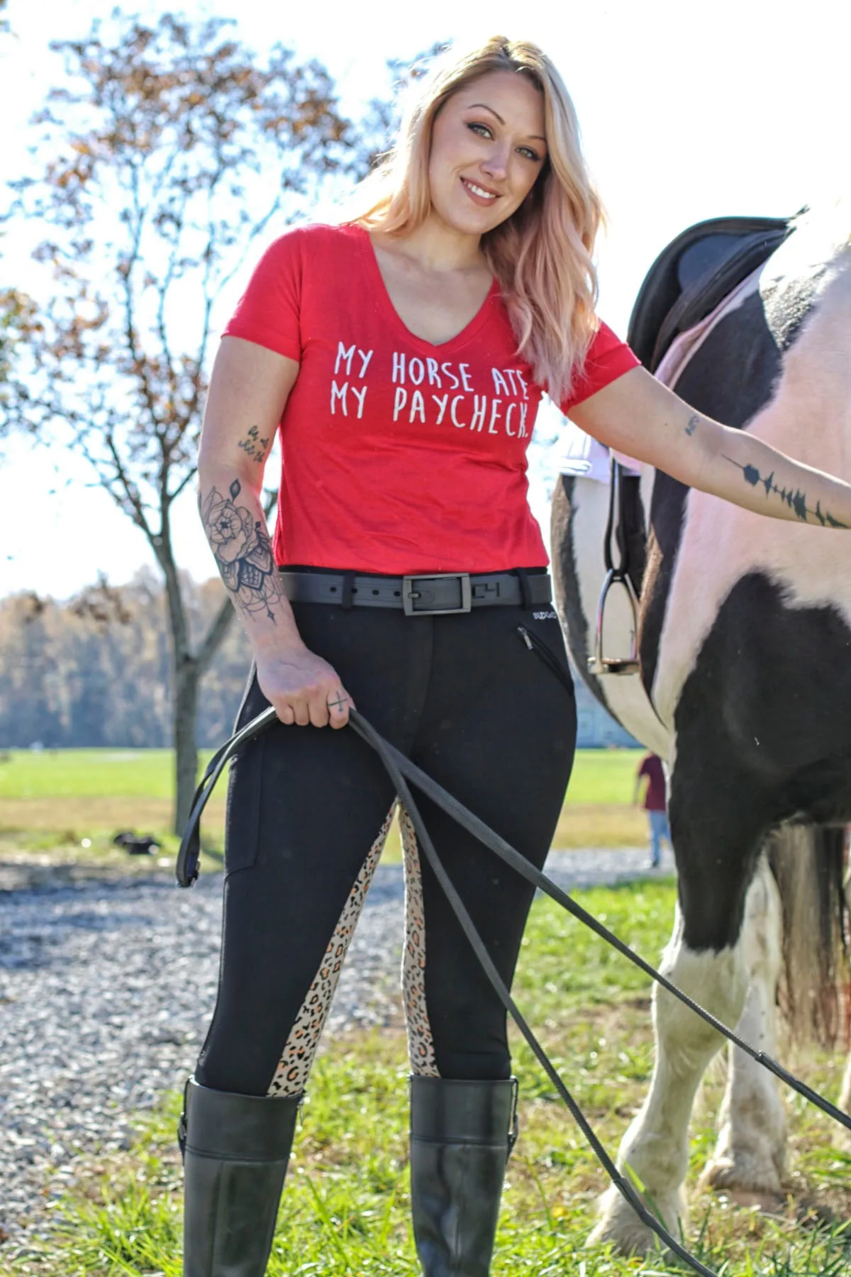 Curvy Mare | High-Waist Breech | Black   Leopard | Side Phone Pocket