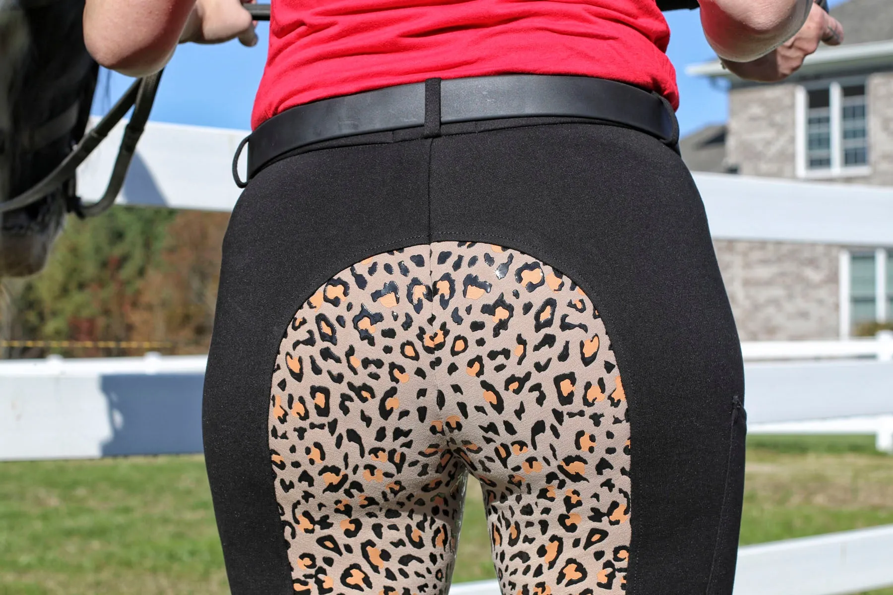 Curvy Mare | High-Waist Breech | Black   Leopard | Side Phone Pocket