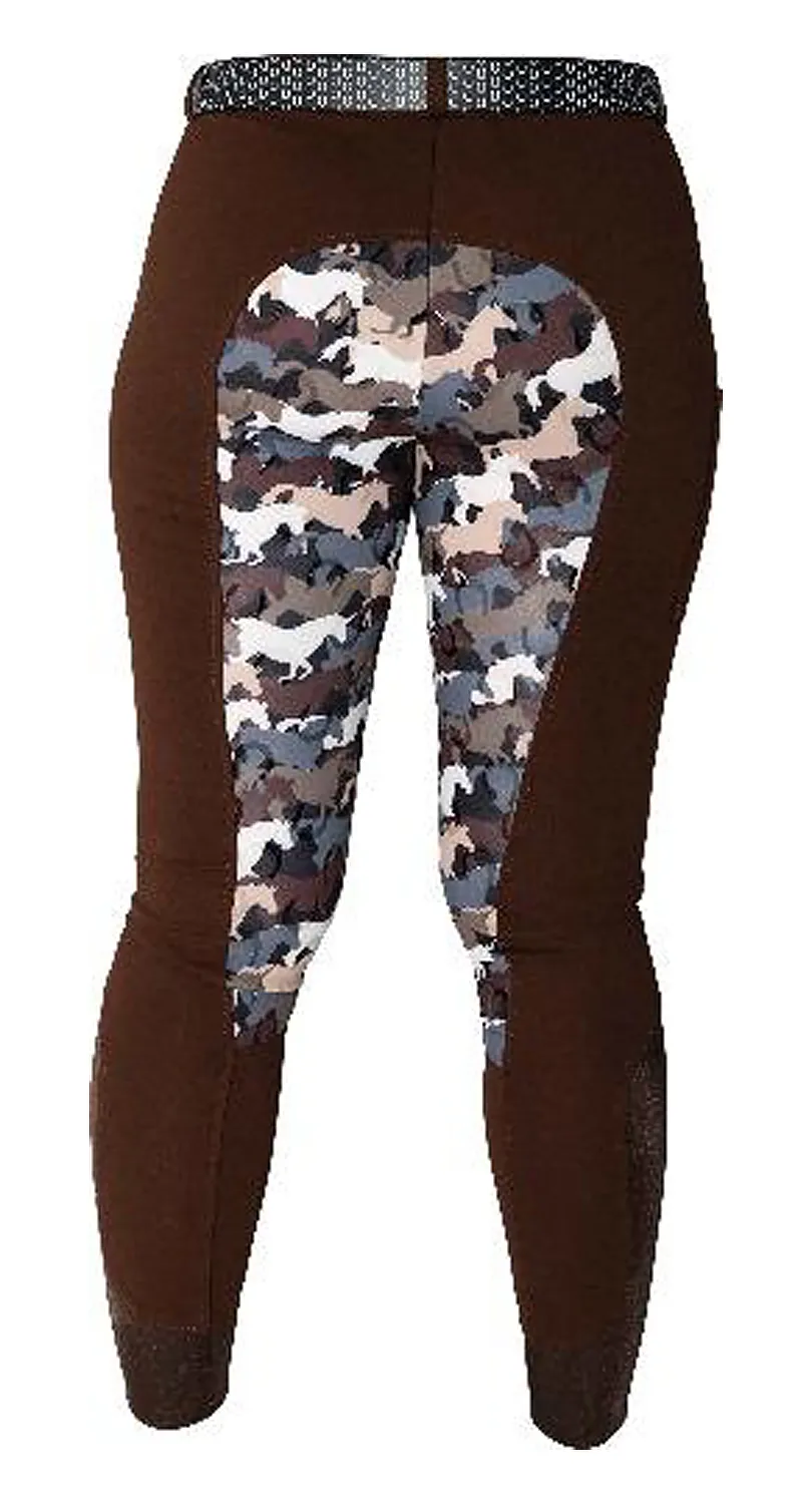 Curvy Mare | High-Waist Breech | Mocha   Camo | Side Phone Pocket