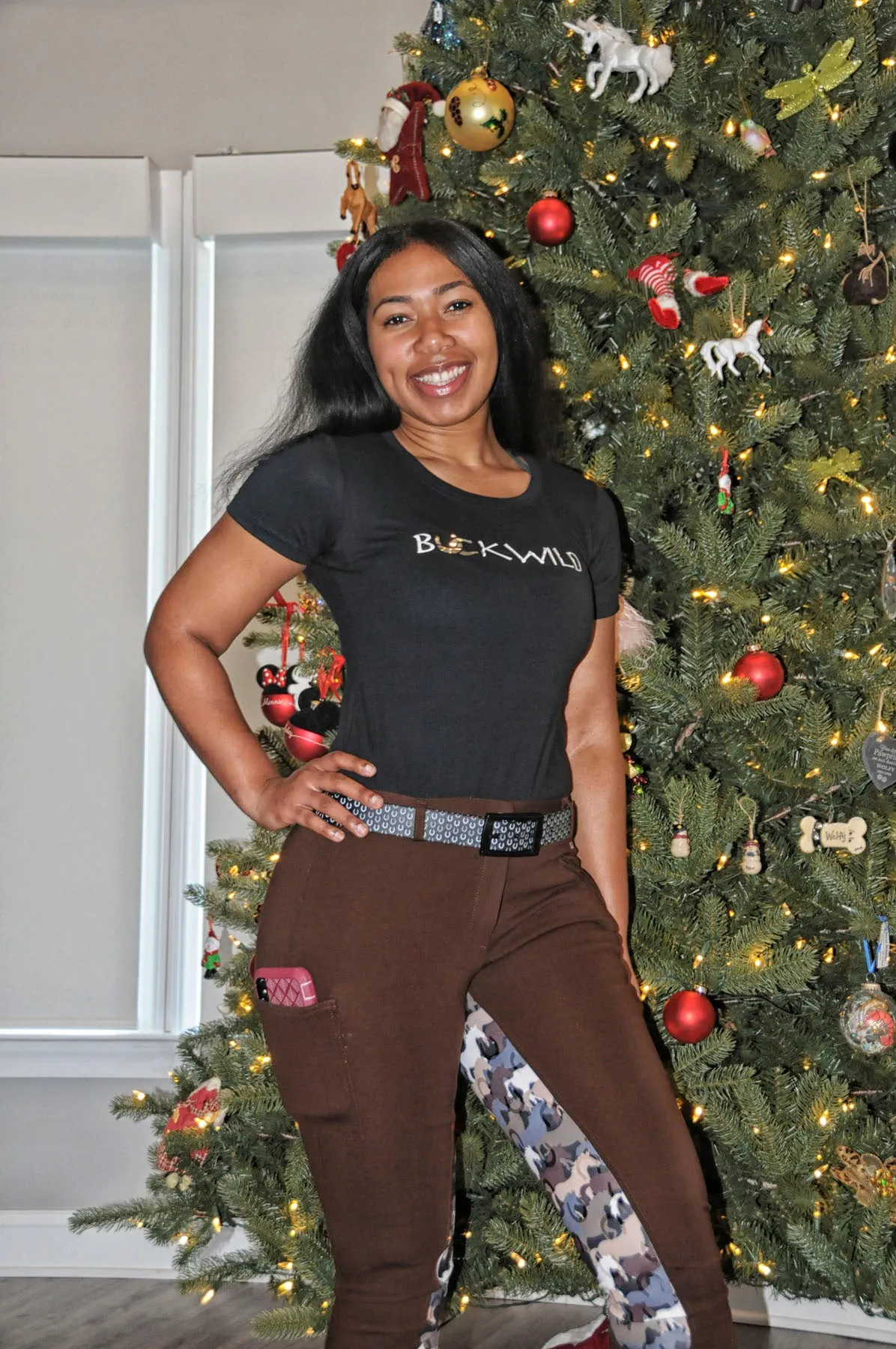 Curvy Mare | High-Waist Breech | Mocha   Camo | Side Phone Pocket